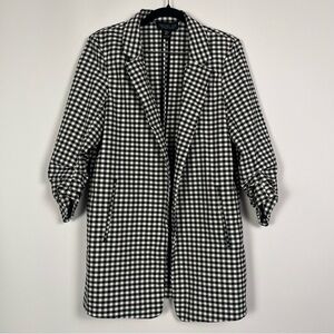 Rachel Zoe Black & White Plaid Open-Front Blazer – Size M
